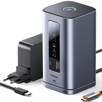 Докинг станция Baseus Spacemate Series 11in1 (B0112701) - троен 4K дисплей, 10Gbps, PD100W - Сива