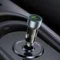 Автомобилно зарядно – Yesido Y49 – USB-A + Type-C, LED светлина, fast charge 30W – Сиво
