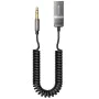 Аудио кабел Yesido YAU82 - Bluetooth Car Player, USB към Jack 3.5mm, Coil Design, Nylon Braided, 1.4m - Черен