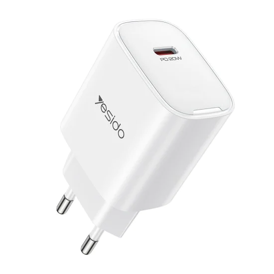 Зарядно устройство за стена Yesido YC01E - Type-C, Fast Charge, PD20W, Intelligent Output - Бяло
