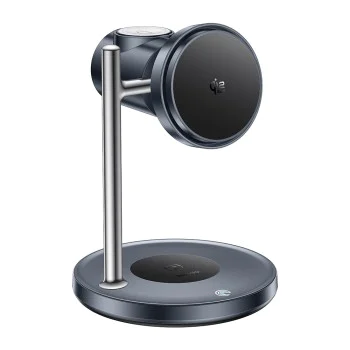 Стойка за безжично зареждане 3in1 Yesido DS40 - за Phone, Earphone, Watch с Touch Switch, Fan, Qi2.2, 25W, Type-C Cable - Черна