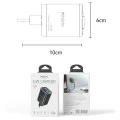 Зарядно устройство за стена Yesido YC100 - USB, Type-C, GaN, Fast Charging, Digital Display, 67W, Retractable Type-C Cable, 65cm - Черно