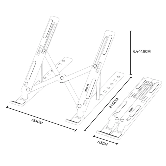 Стойка за лаптоп Yesido LP07 - Stable & Secure Design, 7-Level Height Adjustment, Aluminum Alloy, за 13-20 лаптопи - Сребриста