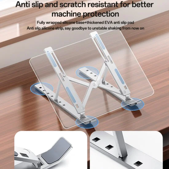 Стойка за лаптоп Yesido LP07 - Stable & Secure Design, 7-Level Height Adjustment, Aluminum Alloy, за 13-20 лаптопи - Сребриста