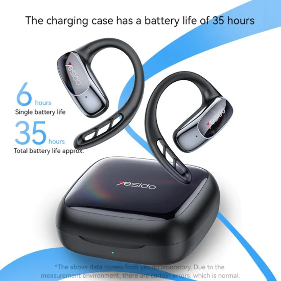 Безжични слушалки – Yesido Wireless Earbuds (YSP24) – Bluetooth V5.4, open-ear, три-лентов звук, тъч, 400mAh, USB-C – Черни