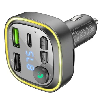 FM модулатор – Borofone (BC48 Broad) – Bluetooth 5.0, 2x USB, Type-C, QC3.0, U-Disk – Черен