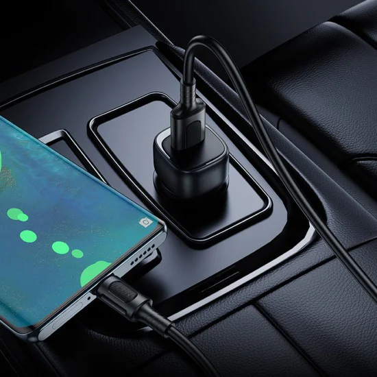 Зарядно за автомобил – Borofone (BZ34) – включен USB-A/C кабел, Single USB-A, 18W QC/FCP/AFC – Бял
