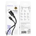 Кабел за данни / зареждане – Borofone (BX111 Feliz Series) – Type-C към Type-C, PVC, Universal 60W, 3A, 1m – Черен