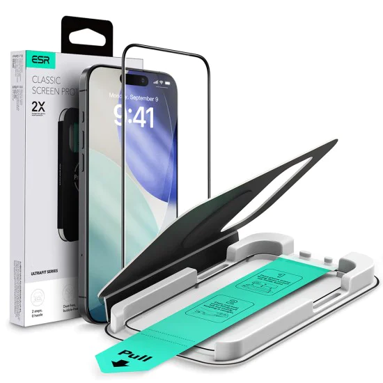 Стъклен протектор за iPhone 17 Pro Max - ESR Tempered Glass UltraFit - Черен
