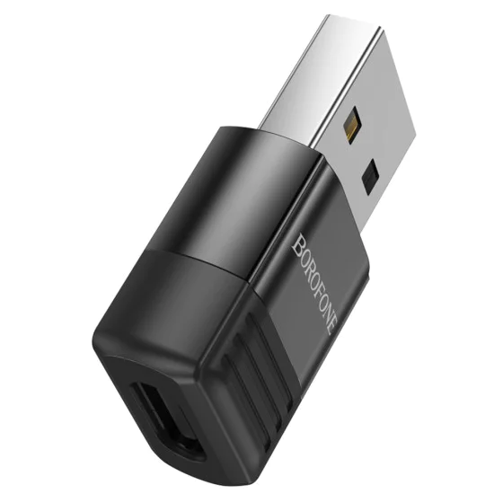 Адаптер – Borofone (BV18) – USB2.0 към Type-C (OTG), Fast Charge – Черен