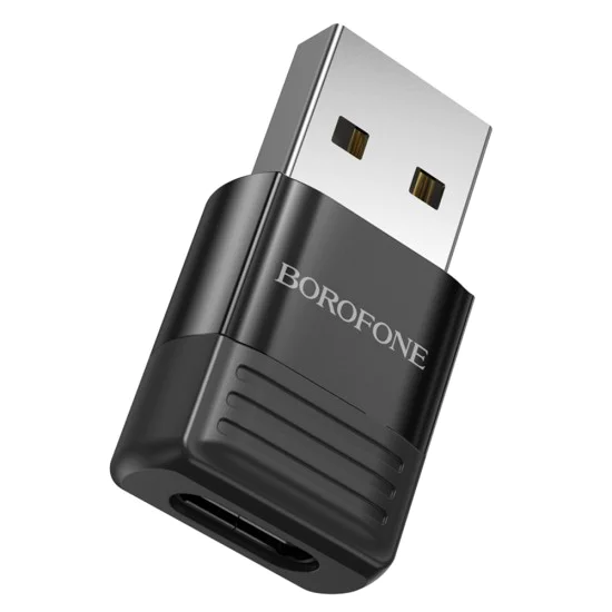 Адаптер – Borofone (BV18) – USB2.0 към Type-C (OTG), Fast Charge – Черен