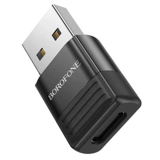Адаптер – Borofone (BV18) – USB2.0 към Type-C (OTG), Fast Charge – Черен