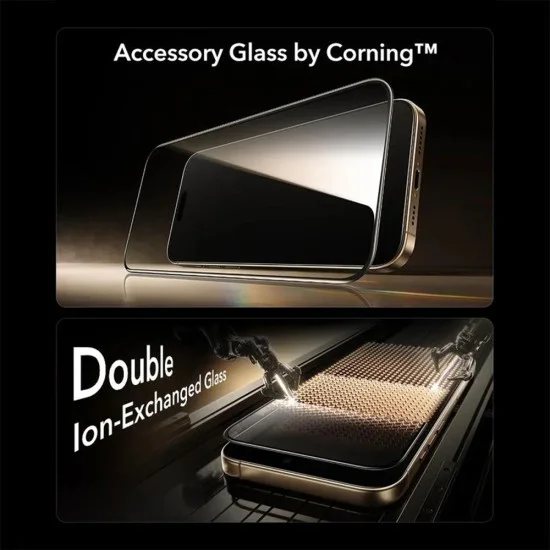 Стъклен протектор за iPhone 17 Pro - ESR Corning Gorilla Glass UltraFit - Черен