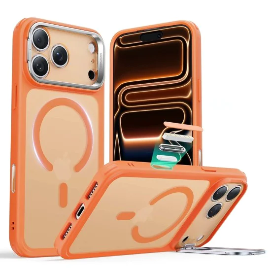 Калъф за iPhone 17 Pro Max – ESR Classic Hybrid HaloLock Kickstand – с MagSafe – Матиран оранжев