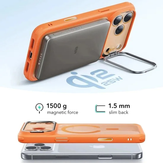 Калъф за iPhone 17 Pro - ESR Classic Hybrid HaloLock Kickstand - Матов оранжев