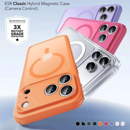 Калъф за iPhone 17 Pro Max – ESR Classic Hybrid HaloLock – с MagSafe – Матиран оранжев