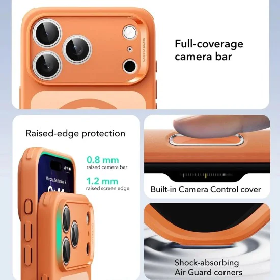 Калъф за iPhone 17 Pro Max – ESR Classic Hybrid HaloLock – с MagSafe – Матиран оранжев