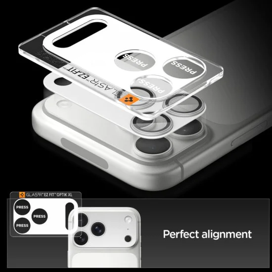 Протектор за камера за iPhone 17 Pro - Spigen Optik.tR EZ Fit Pro XL - Сребрист
