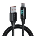 Кабел за данни – Mcdodo (CA-1080) – USB 2.0 → Type-C, цифров дисплей, найлон оплетка, алуминий, 6A, 1.2m – Черен
