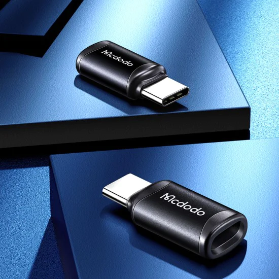 OTG адаптер (OT-7700) - Mcdodo - Lightning към Type-C, алуминиева сплав, зареждане и синхронизация, 3A - Черно