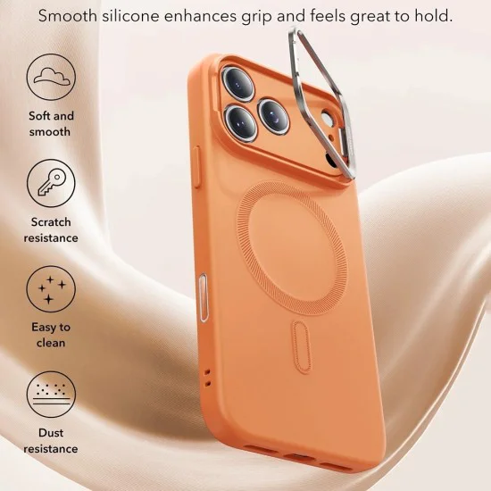 Калъф за iPhone 17 Pro Max - ESR Cloud Soft HaloLock Kickstand - Оранжев