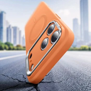 Калъф за iPhone 17 Pro – ESR Cloud Soft HaloLock Kickstand – Оранжев