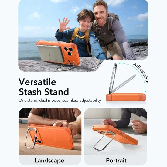 Калъф за iPhone 17 Pro Max – ESR Cyber Armor Kickstand – Оранжев