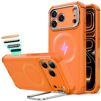 Калъф за iPhone 17 Pro Max – ESR Cyber Armor Kickstand – Оранжев