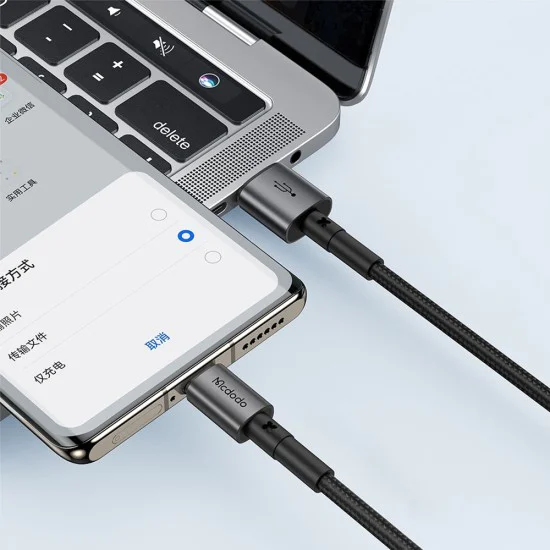 Кабел за данни – Mcdodo (CA-3590) – Type-C → USB-A, PD бързо зареждане, 3A, 100W, 1.2m – Черен