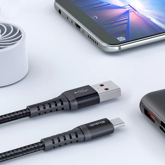 Кабел за данни – Mcdodo (CA-2281) – USB → Micro-USB, найлон оплетка, алуминий, QC4.0/3.0, 1m – Черен