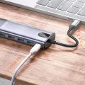 Хъб Mcdodo (HU-7420) - 10в1, 2x USB2.0, 2x USB3.0, USB-C PD100W, VGA, HDMI 4K, LAN, SD/TF слот, 5Gbps, Type-C кабел - Сив