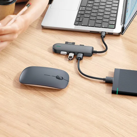 Хъб Mcdodo Hub Star Series (HU-1430) - 5в1, 2x USB2.0, USB3.0, Слот за SD/TF карти, 5Gbps, ABS+Найлон, Type-C кабел, 15см - Черен