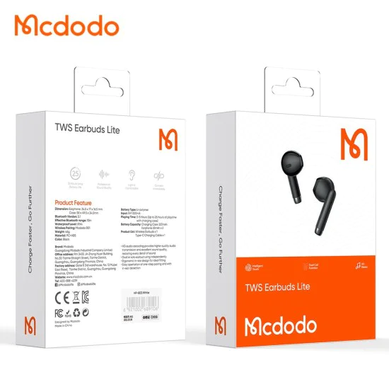 Безжични слушалки – Mcdodo B01 Series (HP-8031) – Bluetooth 5.1, IPX4, TWS – Черен