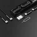Кутия за аксесоари и кабели (WF-1720) - Mcdodo - USB-C кабел, адаптери (Micro/iP/USB), игла за SIM, слотове за карти - Черно