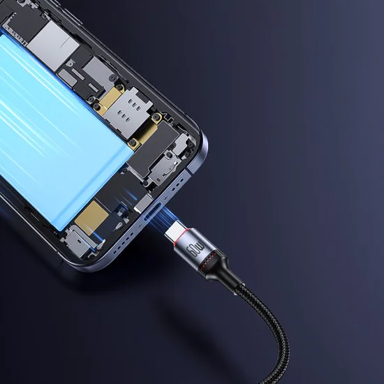 Кабел за данни – Yesido CA183 – Type-C → Type-C, fast charge 60W, 3A, 480Mbps, алуминий, 2m – Черен