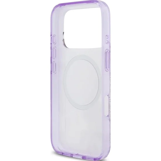 Калъф за iPhone 17 Pro – с MagSafe – Guess (GUHMP17LHFWBDCEU) IML Flower & Tonal Circle – Лилав