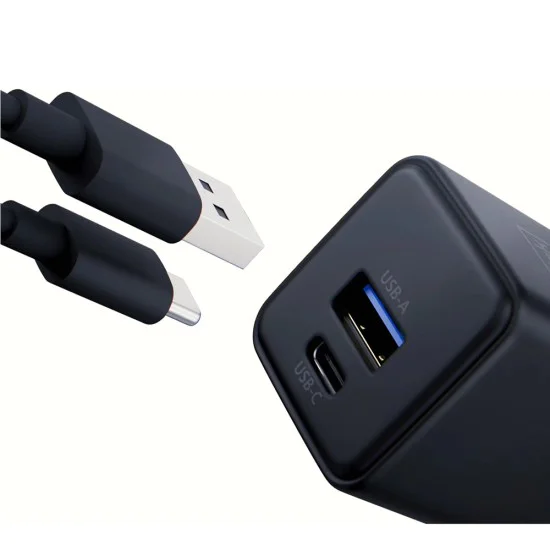 Зарядно устройство за стена 3mk Hyper - USB-A + USB-C, GaN технология, QC4+PD, 20W - Черно