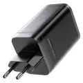 Зарядно за стена – Acefast A111 – с прибиращ се кабел, Fast Charging, GaN, 2x Type-C + USB, 67W, 3A, 65 cm – Черен