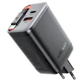 Зарядно за стена – Acefast A111 – с прибиращ се кабел, Fast Charging, GaN, 2x Type-C + USB, 67W, 3A, 65 cm – Черен