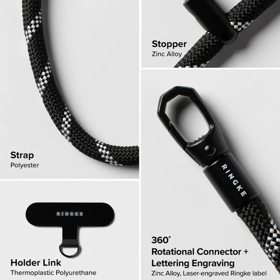 Универсална връзка за телефон (Crossbody) - Ringke Hand Strap Link Flow P-Type - Mocha Mousse