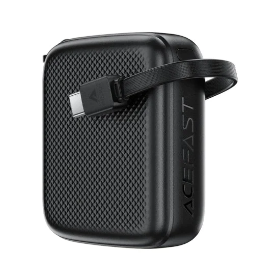 Външна батерия – Acefast (M15-10000) – с Type-C кабел + порт, 10000mAh, 38.5Wh, PD20W, LED индикатор – Черен