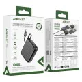 Външна батерия – Acefast (M15-10000) – с Type-C кабел + порт, 10000mAh, 38.5Wh, PD20W, LED индикатор – Черен