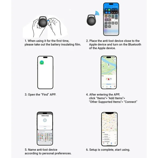 Смарт тракери (4 броя) – Acefast S2 – Apple Find My, връзка, Bluetooth, 230mAh – Черен