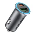 Зарядно за автомобил – Acefast B16 – Fast Charge, USB, Type-C, 95W, PD3.0, лед ефект, алуминий – Металносив - Сив
