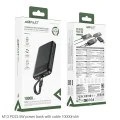 Външна батерия – Acefast (M13-10000) – с вграден кабел, Type-C, USB, 10000mAh, 38.5Wh, PD22.5W, LED дисплей – Черен