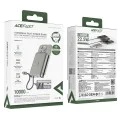 Външна батерия – Acefast (M18-10000) – магнитна, с вграден кабел, USB-C, 10000mAh, 38.5Wh, PD22.5W, LED светлина – Черен