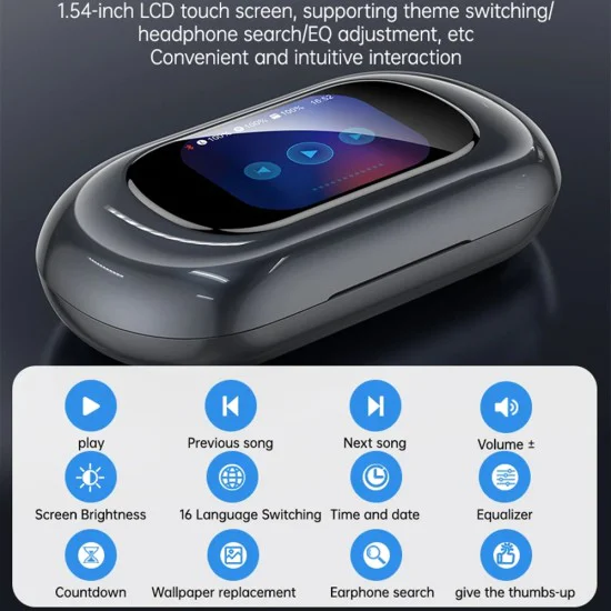 Безжични слушалки – Yesido Wireless Earbuds (YSP26) – Bluetooth V5.4, LCD, open-ear дизайн, 14.2mm говорител, 500mAh – Черни