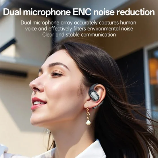 Безжични слушалки – Yesido Wireless Earbuds (YSP26) – Bluetooth V5.4, LCD, open-ear дизайн, 14.2mm говорител, 500mAh – Черни