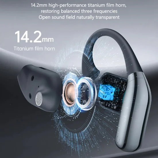 Безжични слушалки – Yesido Wireless Earbuds (YSP26) – Bluetooth V5.4, LCD, open-ear дизайн, 14.2mm говорител, 500mAh – Черни