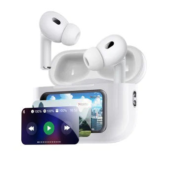 Безжични слушалки – Yesido Wireless Earbuds (TWS29) – LCD екран, TWS, микрофон, Bluetooth, в ухо дизайн, 360mAh – Бели